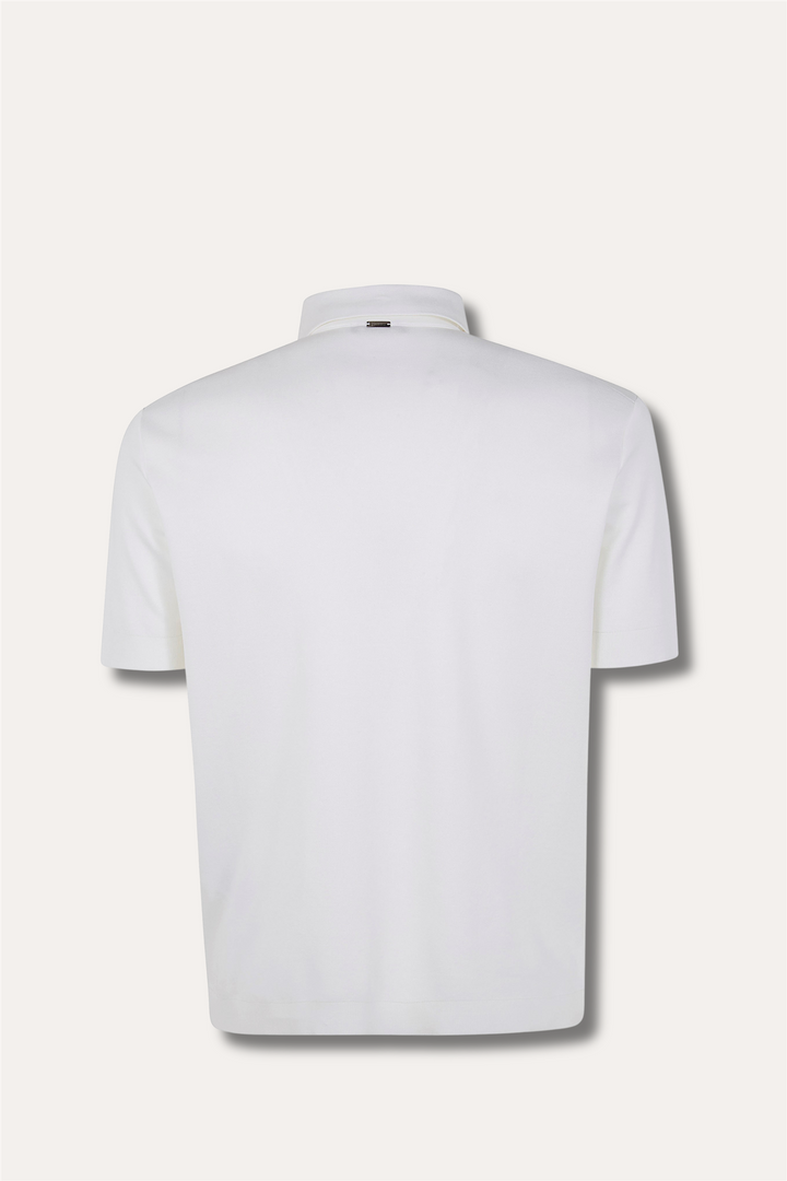 Jersey Knit Effect Polo Shirt White