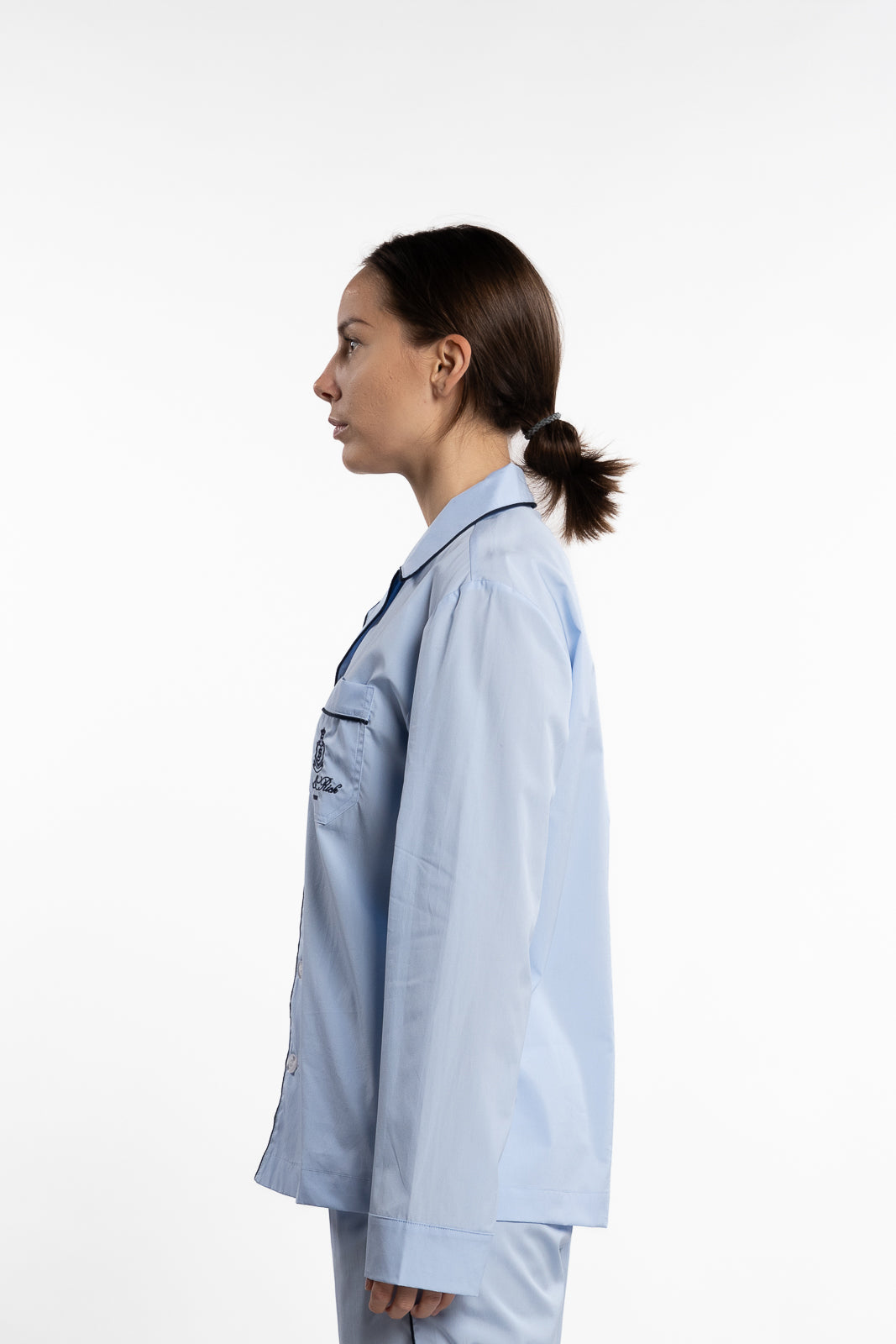 Vendome Pyjama Shirt - Sky Blue White