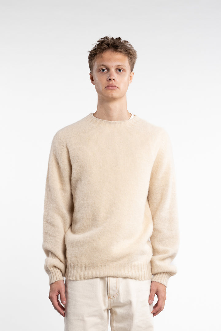 Brushed Shetland Crew Neck Jumper Cream