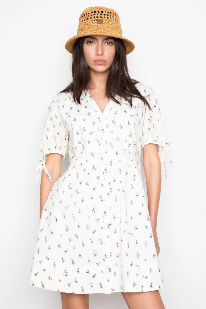 Lia Dress - White Anemone Print