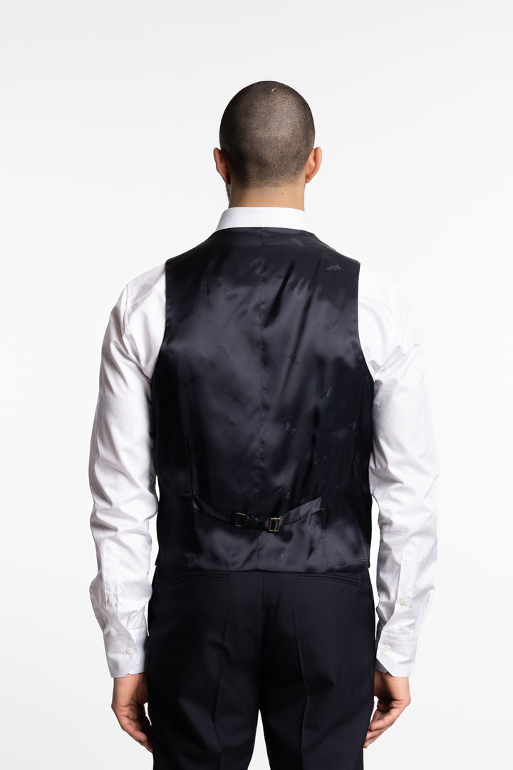 Carlo Slim Fit Wool Waistcoat Dark Navy