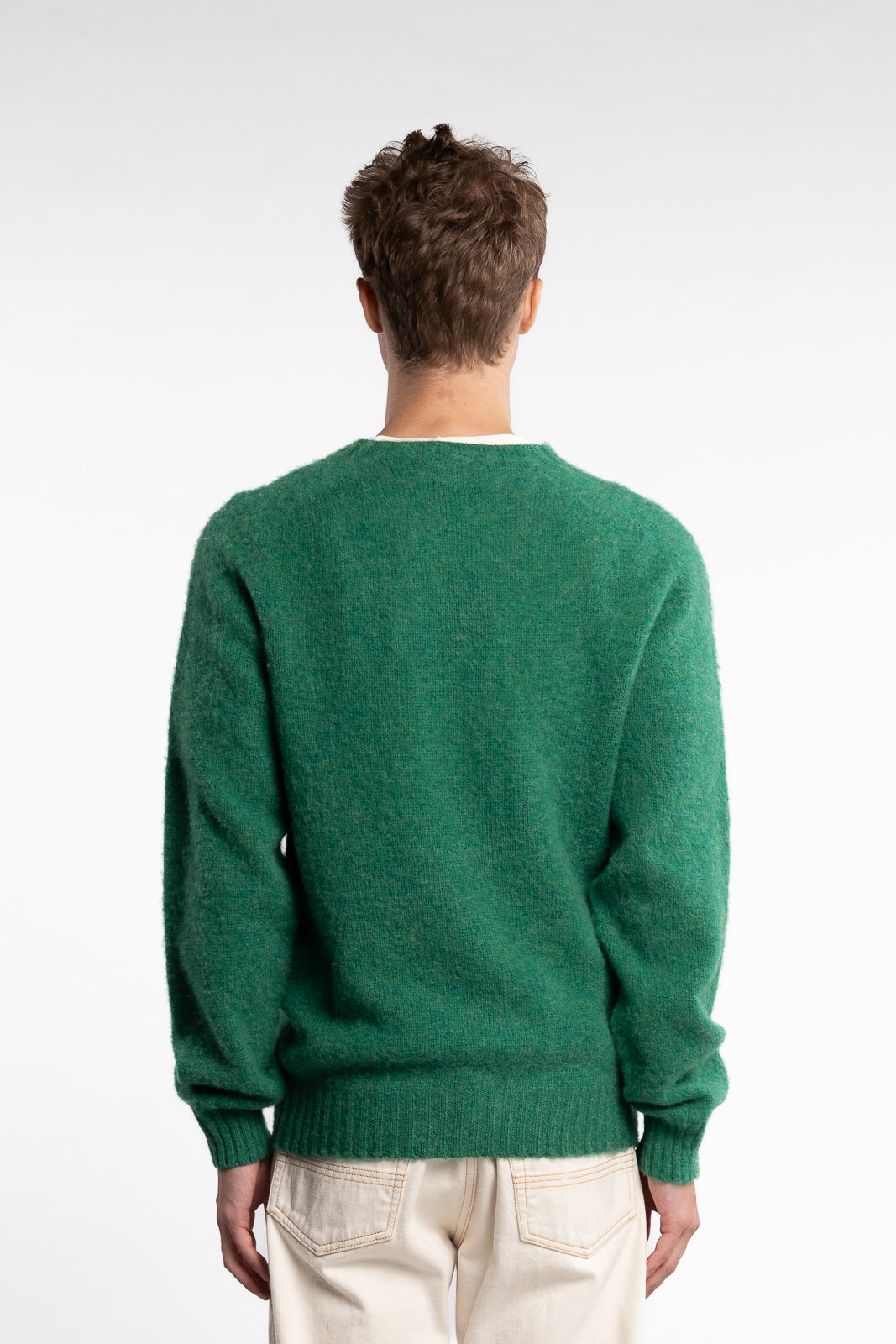 Brushed Shetland Crew Neck Jumper Pixie Green