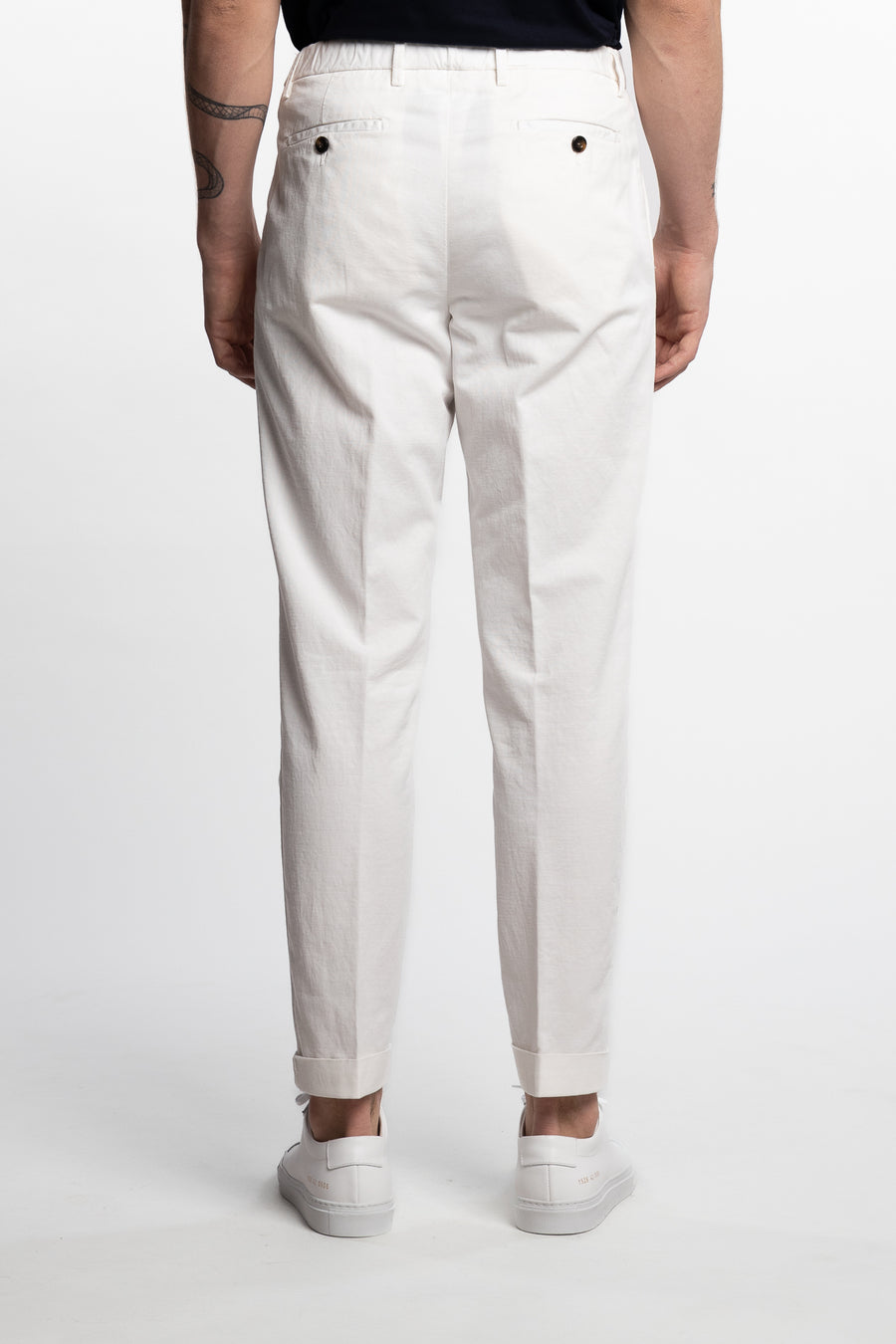 Capri Pleated Cotton/Linen Pant White