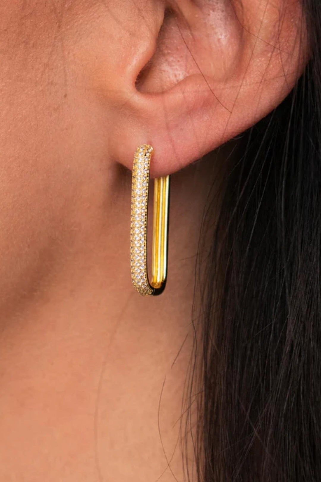 Diamond Edge Hoops- Gold