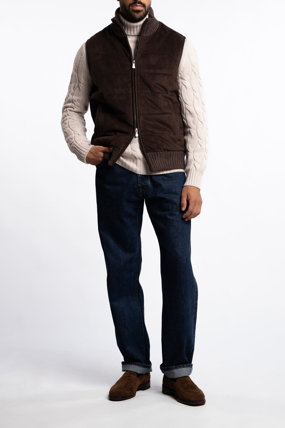 Alcantara Eco-Padded Vest Brown