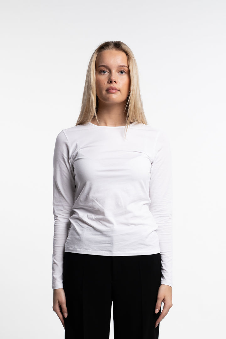 Cotton Stretch Long Sleeve- White