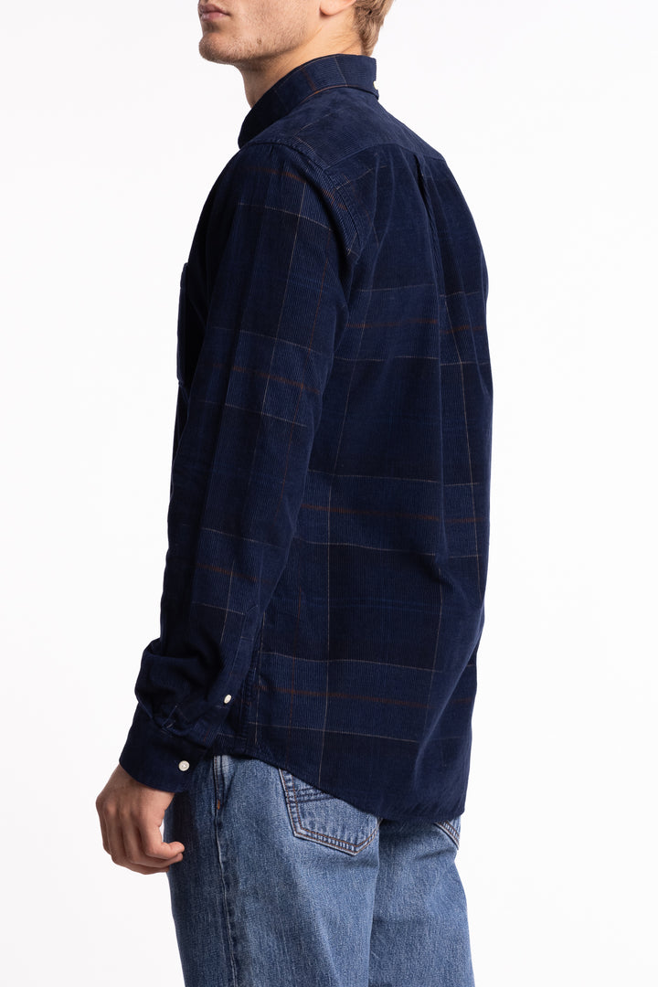 Blair Tailored Long-Sleeved Cord Shirt Midnight Tartan