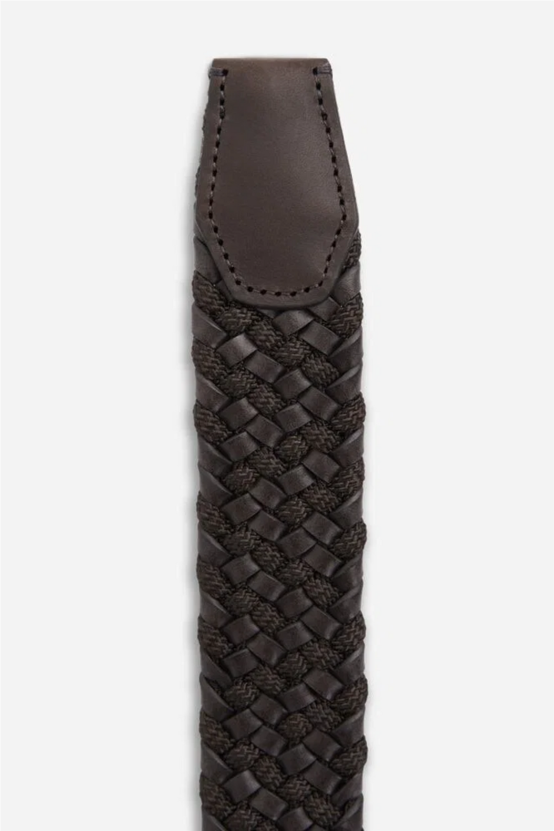 Elastic Leather Belt Dark Brown/Black