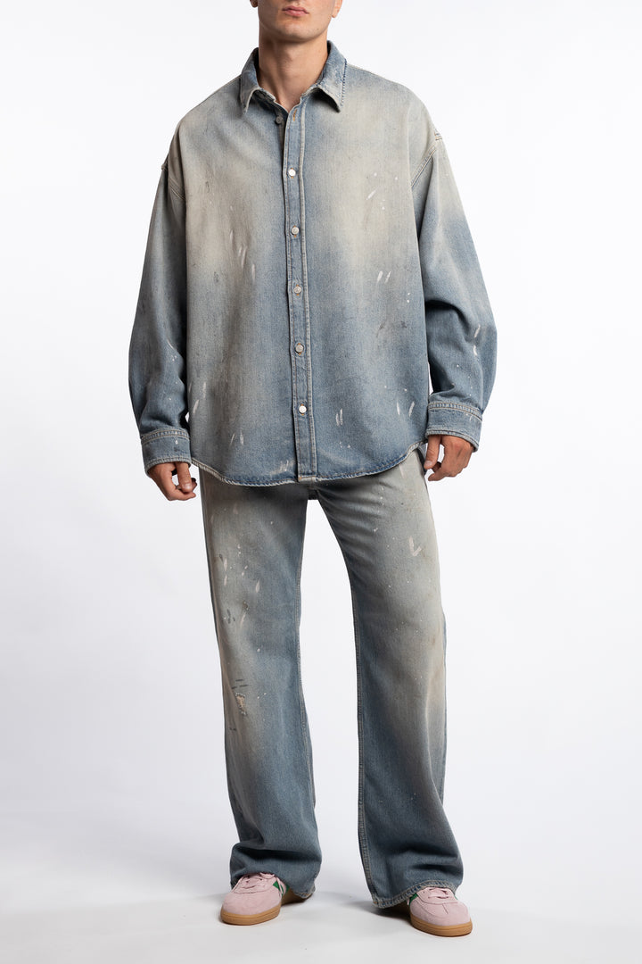 Loose Fit Denim Shirt Light Blue