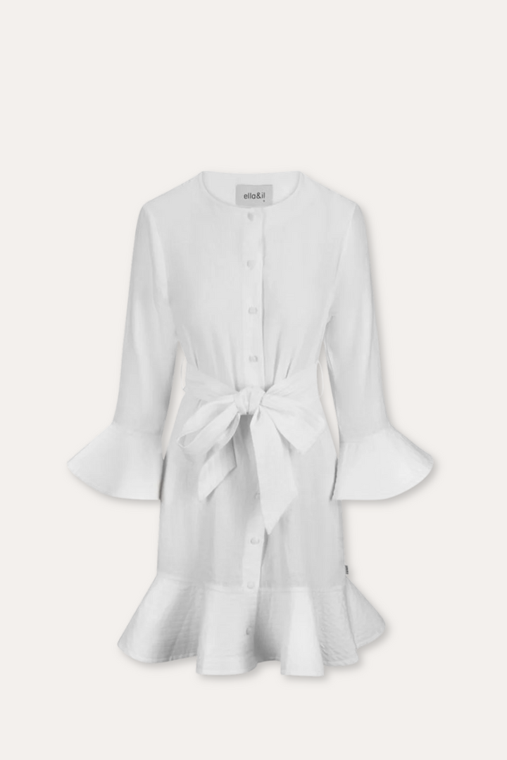 Gabrielle Linen Dress- White