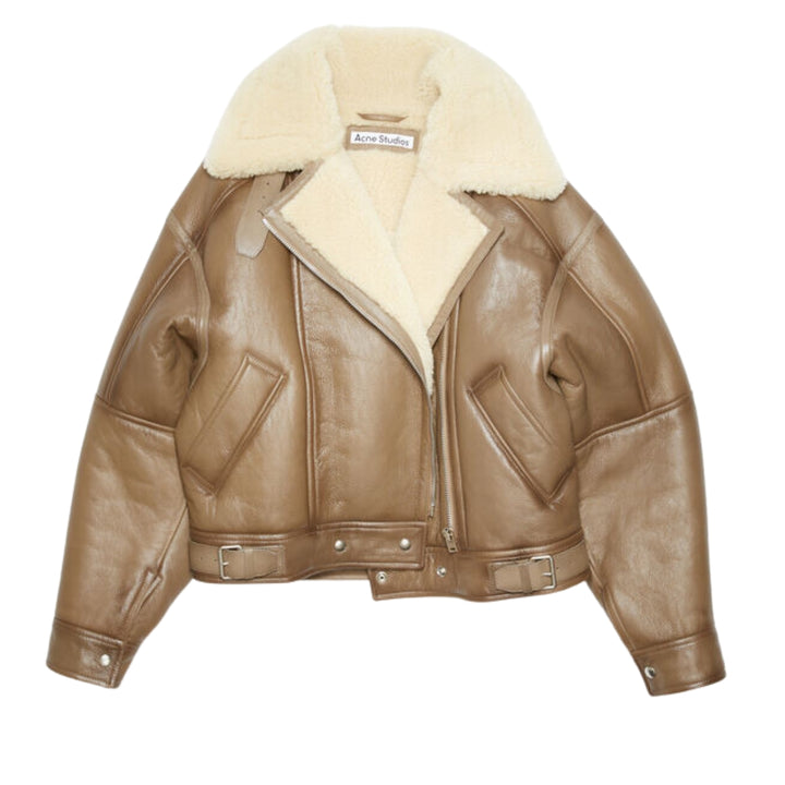 Shearling Jacket- Brown/Light Camel