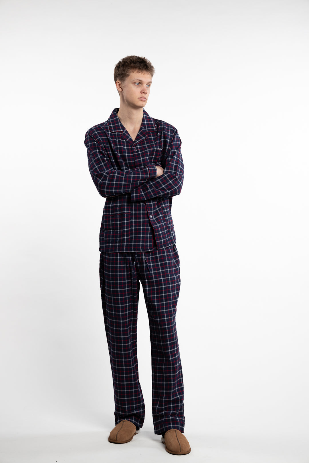 Hombre Checkered Flannel Pyjama Blue, White and Red