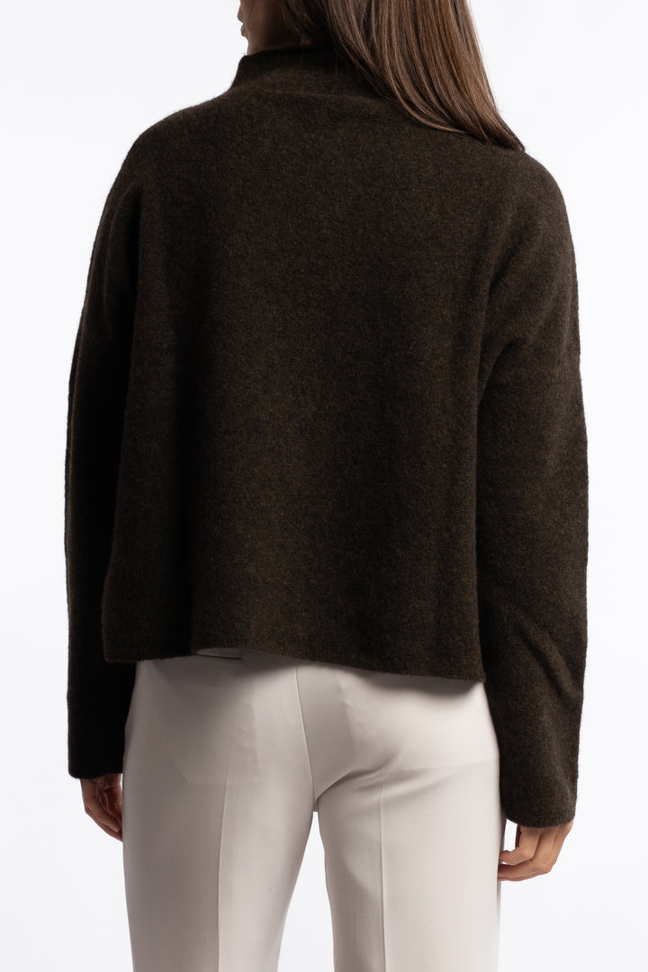 Mika Yak Funnelneck Sweater- Dark khaki green