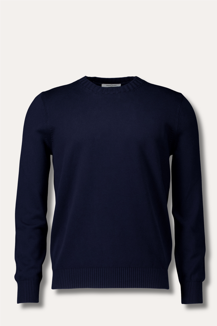 Cotton Long Sleeve Crewneck Navy