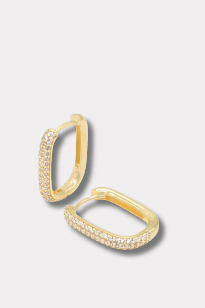 Petite Diamond Edge Hoops Gold