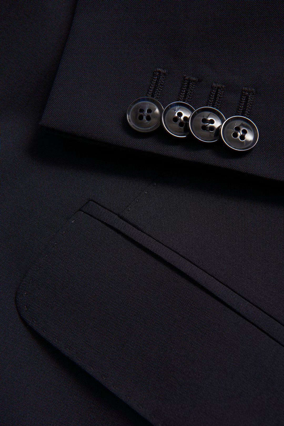 Farris Regular Fit Double Breasted Wool Blazer Dark Navy