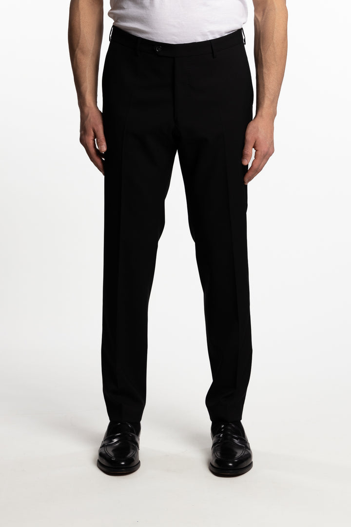 Denz Slim Fit Wool Trousers Black