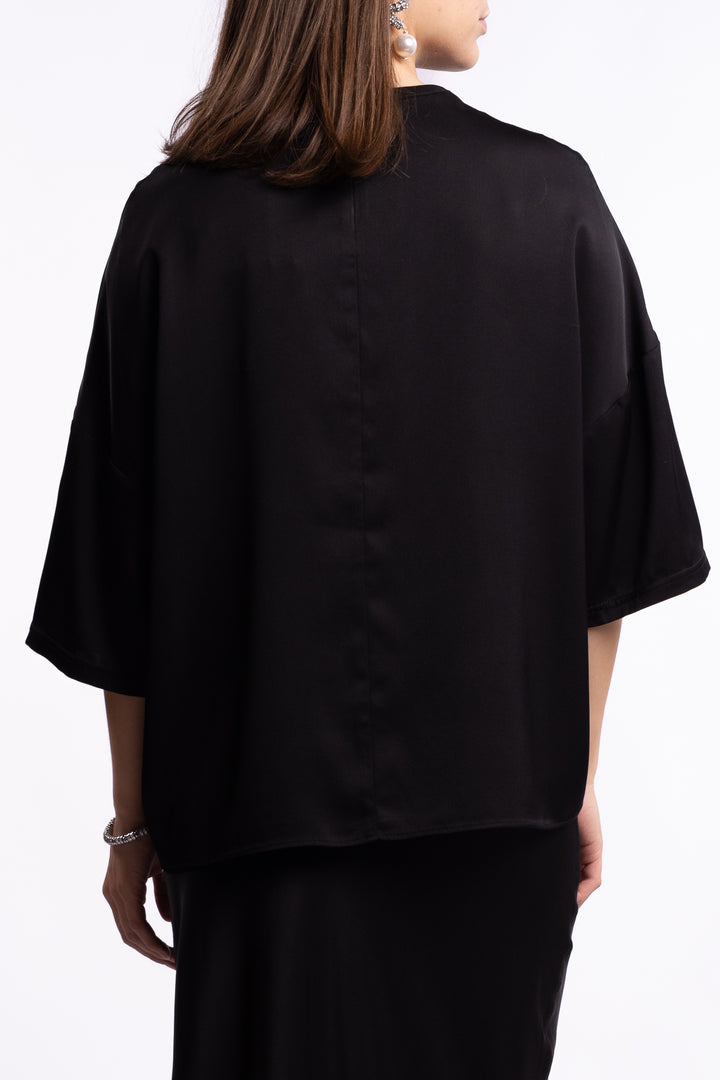 Thess Silk Tee- Black