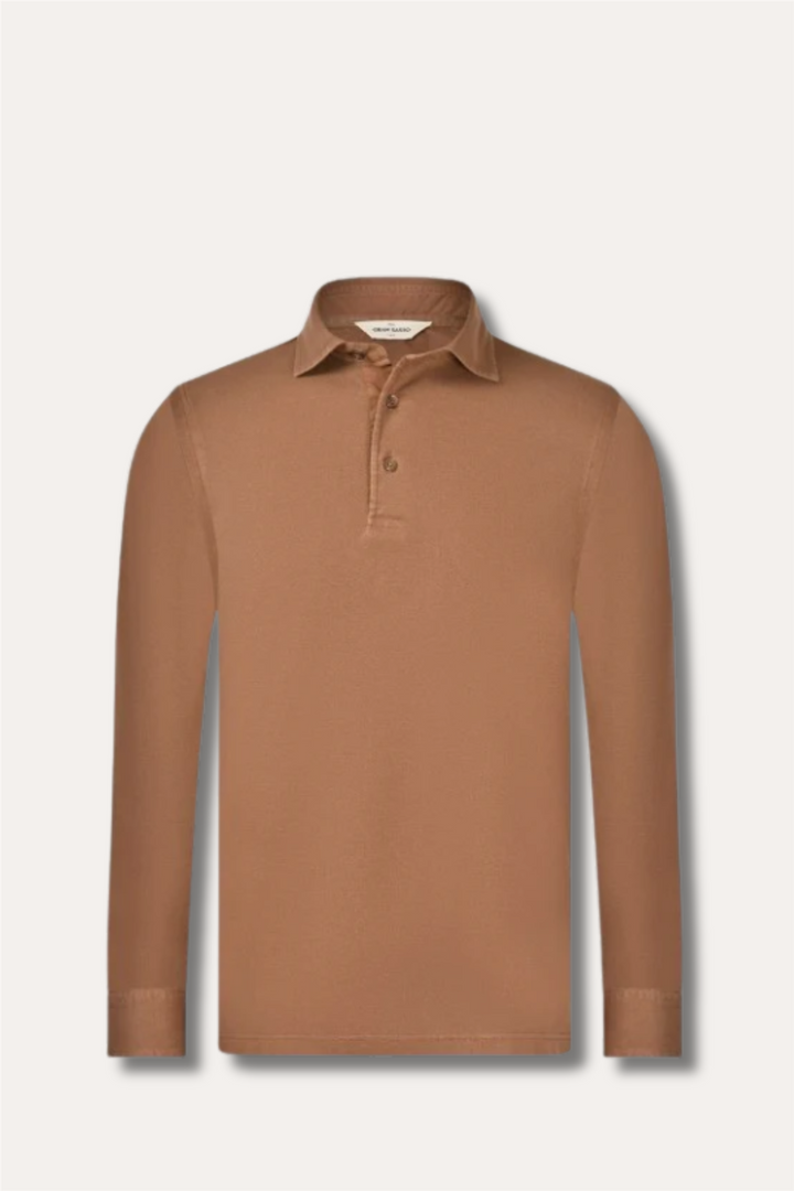 Long-Sleeved Vintage Pique Polo Khaki