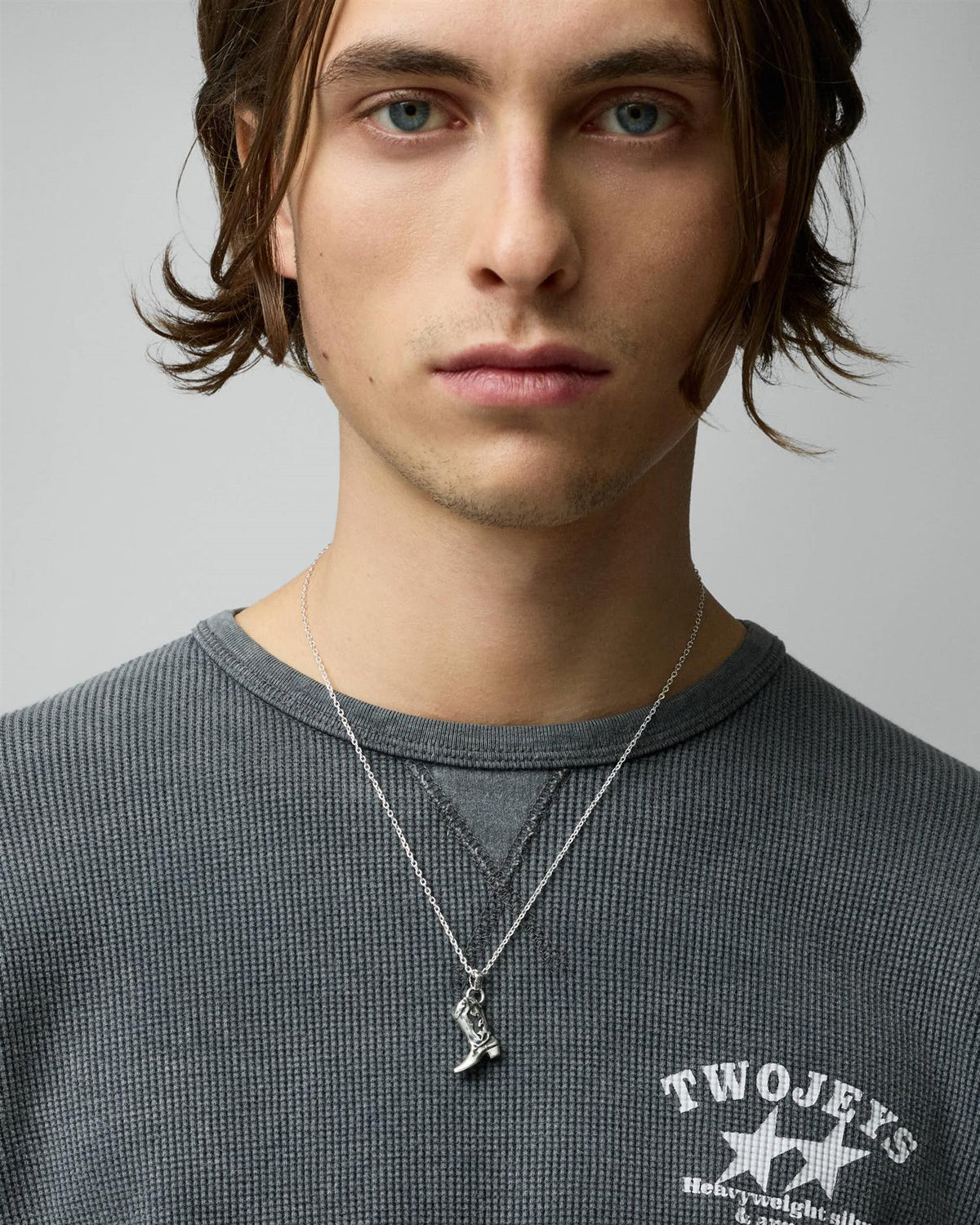 Cowboy Boot Necklace Silver