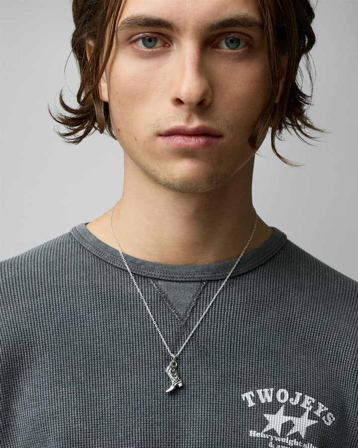 Cowboy Boot Necklace Silver