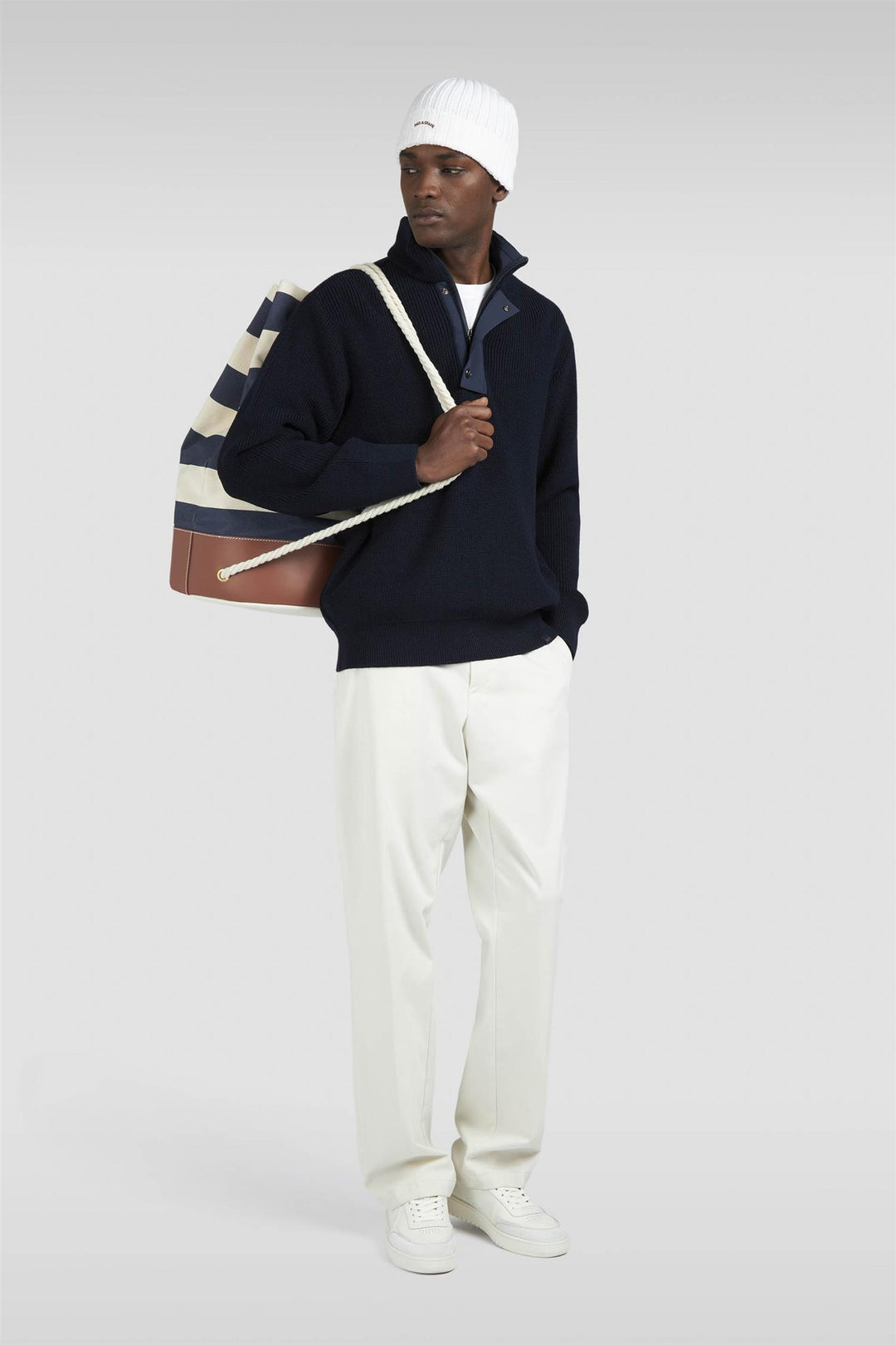 Bio Viscose Half Zip Sweater With Typhoon Details Navy