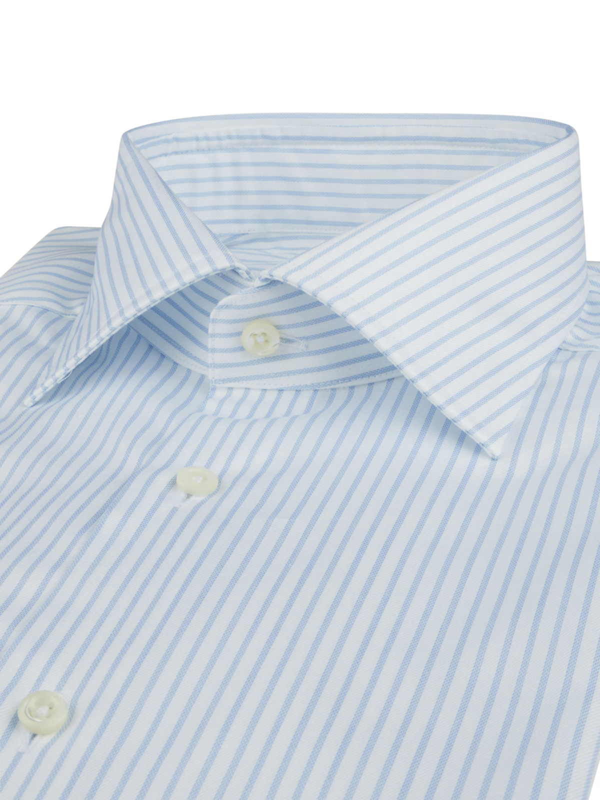 Slimline Pinstriped Twill Shirt French Cuffs Light Blue