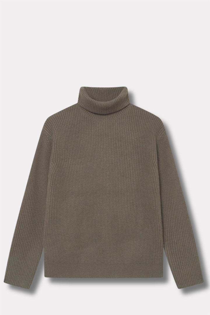 Eddie Wool Rib Rollneck Knit Teak Brown