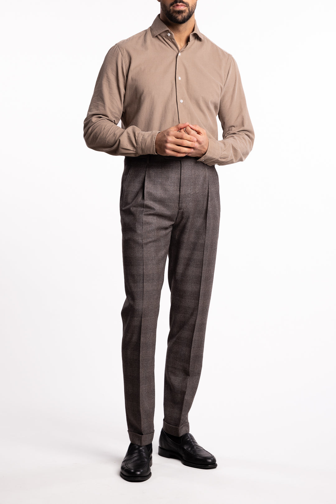 Retrolong Virgin Wool Natural Stretch Checkered Brown