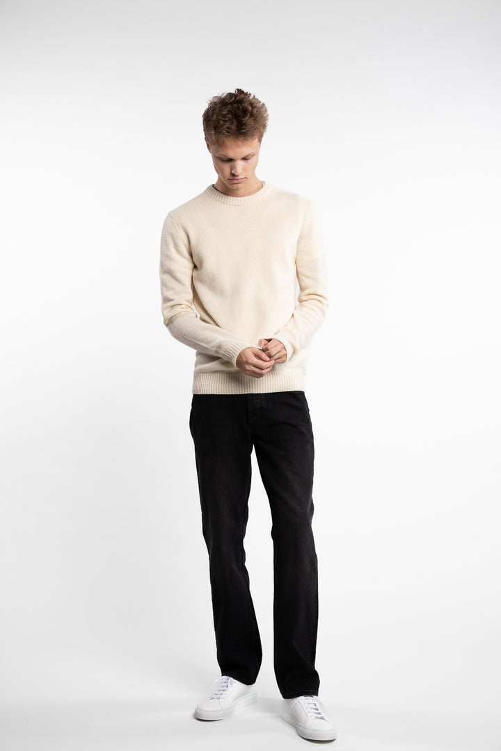 Lambswool O-Neck Knit Off White Melange