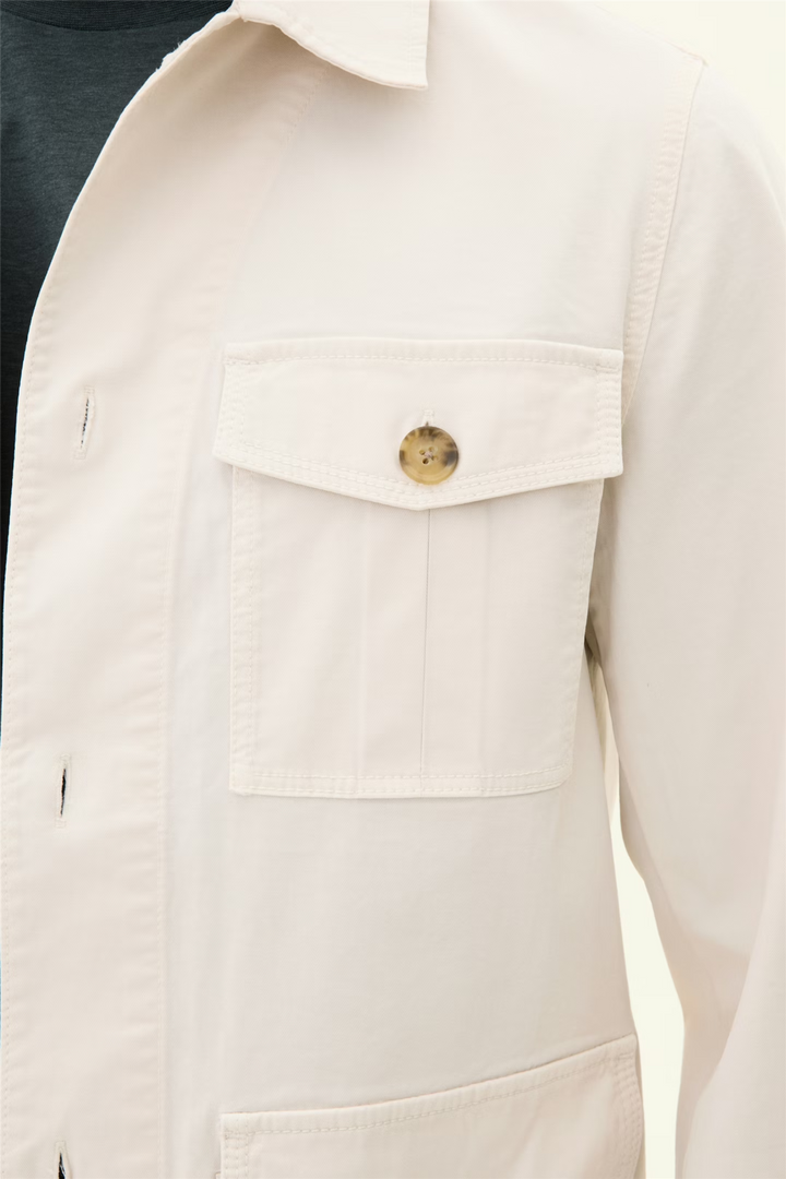Regular Fit Safari Overshirt Bomullstwill Creme White