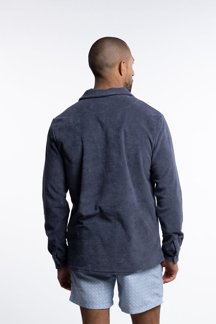 Riviera Terry Polo Long Sleeve Smokey Blue