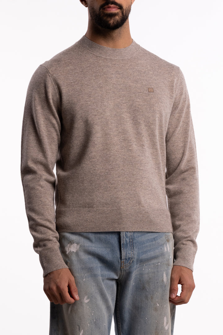 Yak Wool Crewneck Jumper Greige Melange