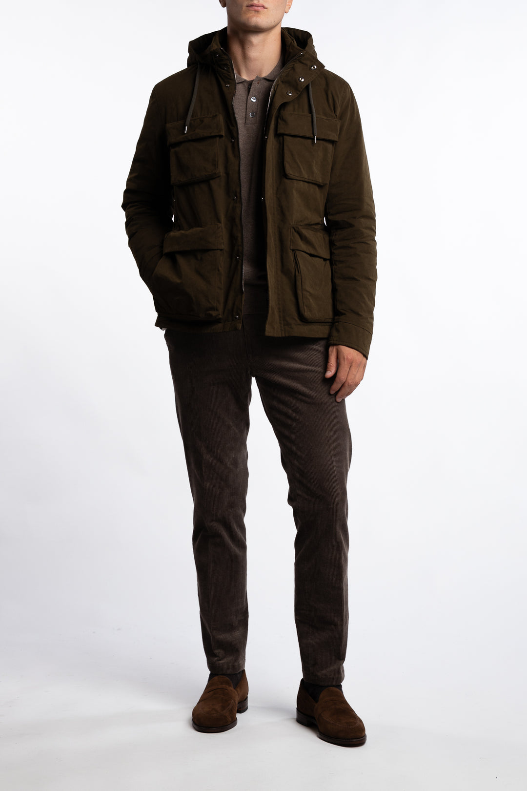 Woven Half Coat Verde Militare