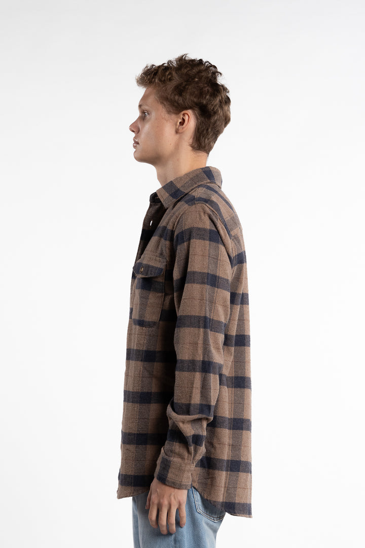 Lennon Flannel Check Desert Taupe/Dark Navy