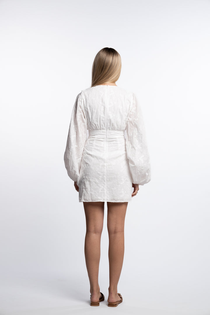 Florence dress- White Floral Embroidery