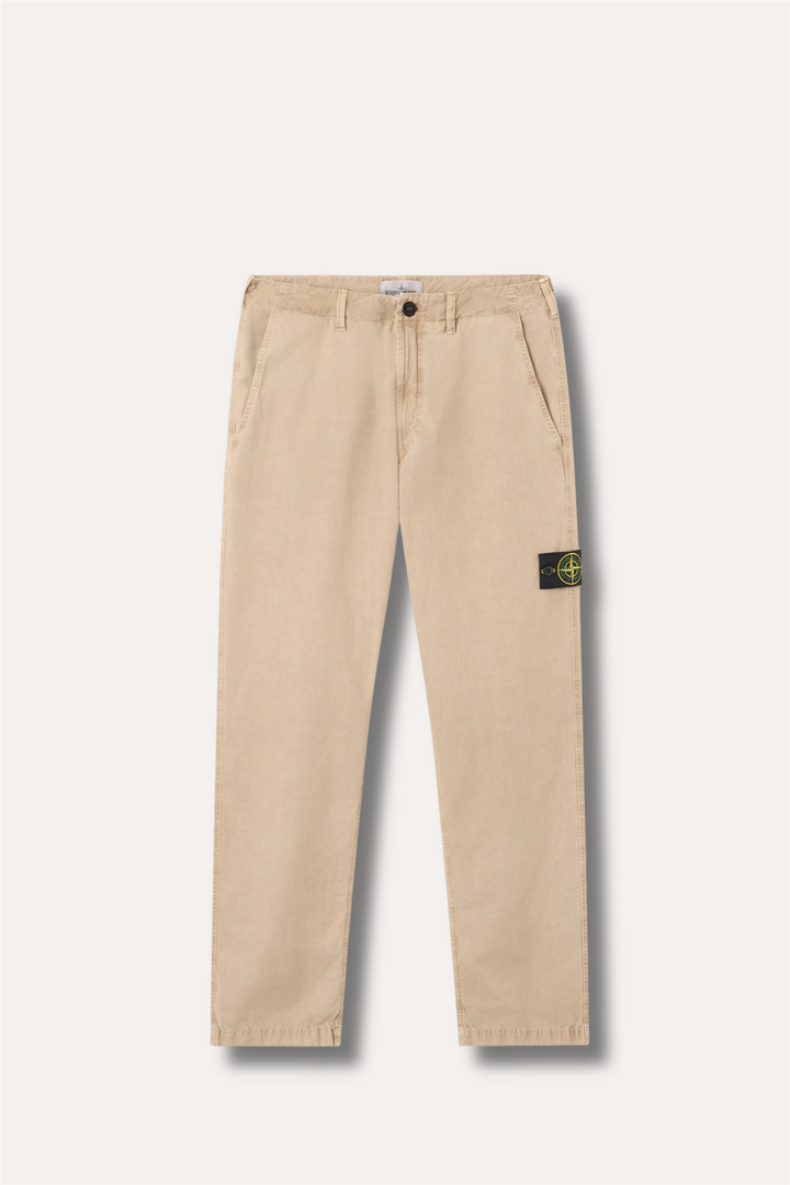 3100044 Regular-fit chino trousers Brushed Organic Cotton Canvas 'Old' Effect Beige