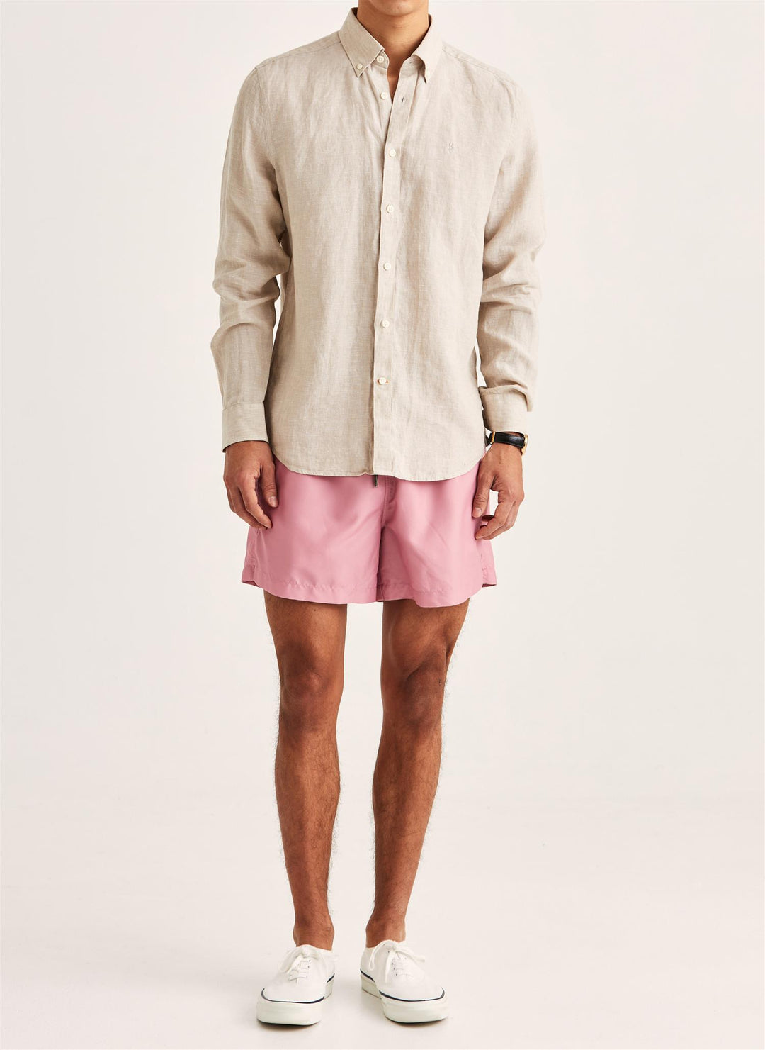 Douglas Linen Shirt Classic Fit Khaki