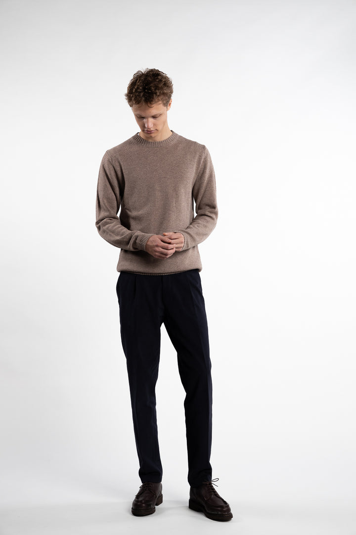 Merino Roundneck Melert Beige