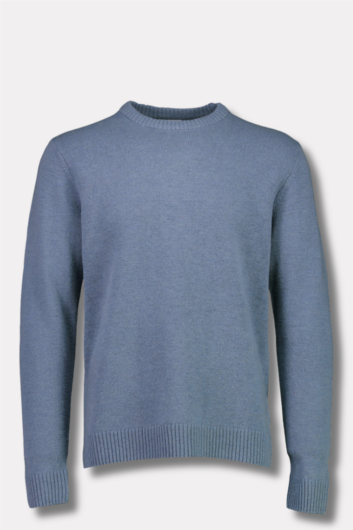 Lambswool O-Neck Knit Blue Ice Mel