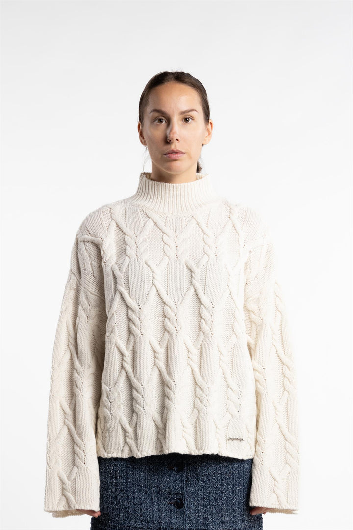 Chunky Cable Turtleneck- Ecru