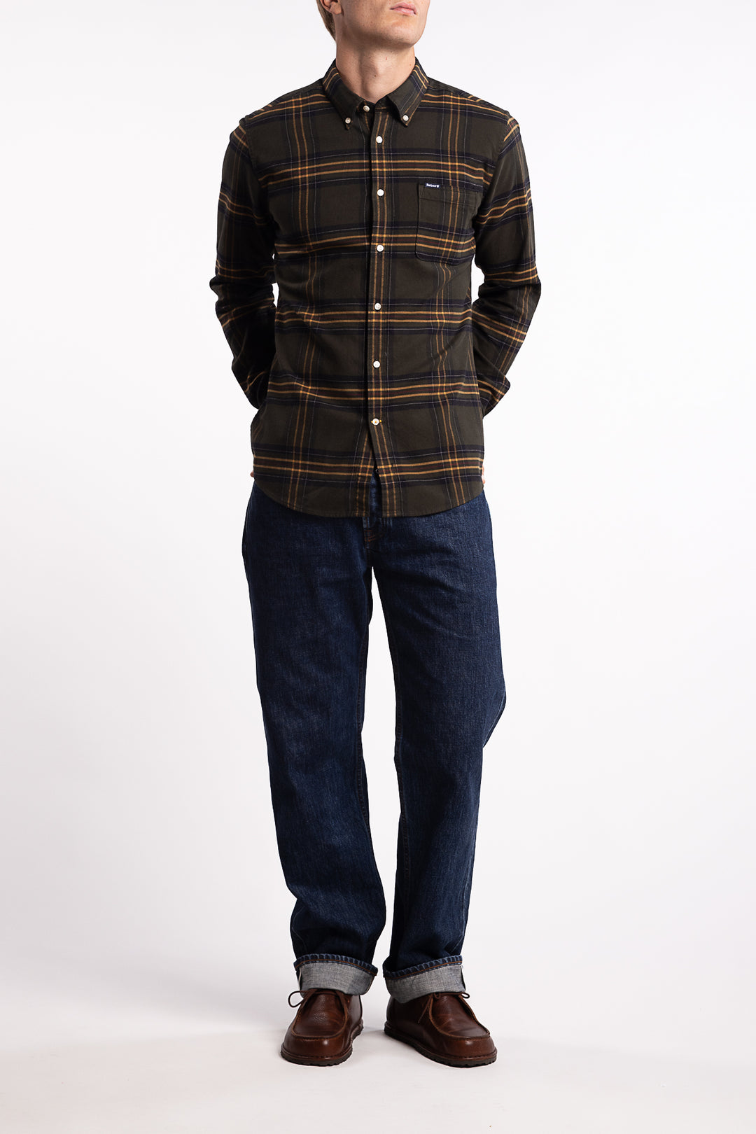 Portdown Tailored Checked Shirt Olive