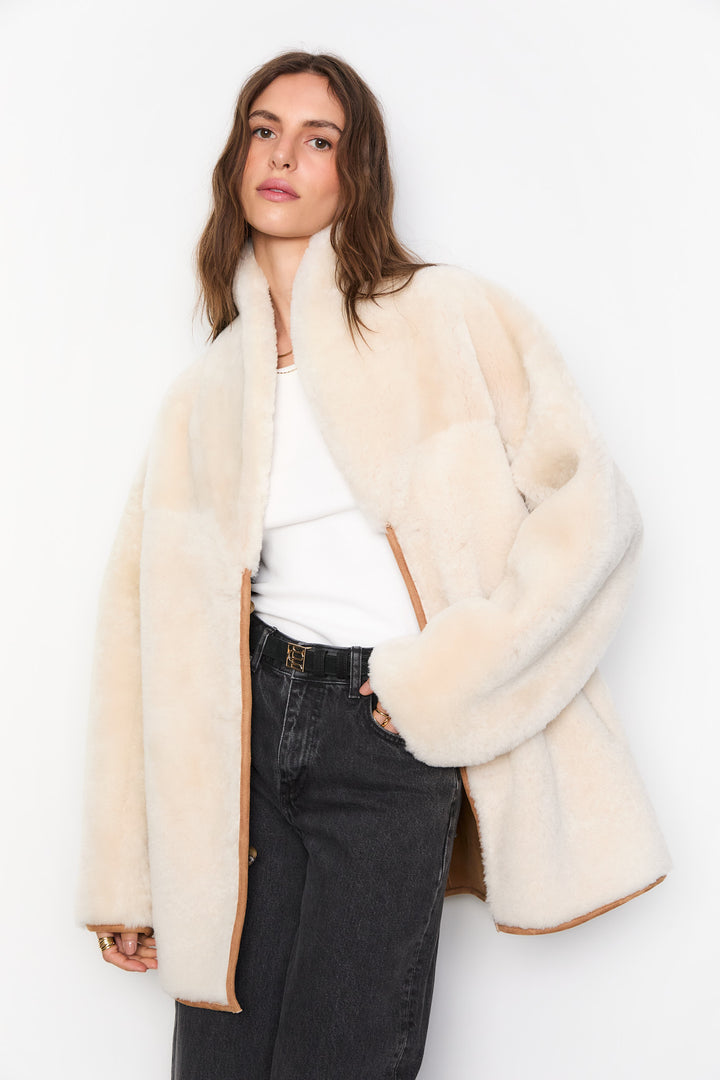 Melli Shearling Jacket- Camel Suede