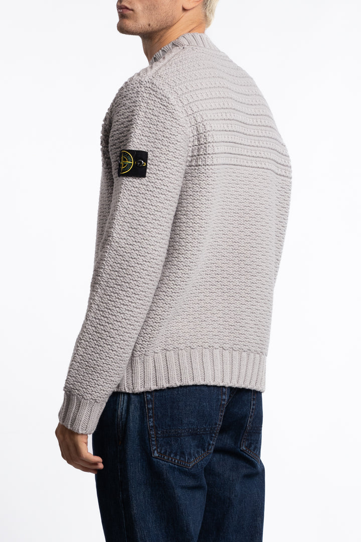 5100054 Pure Wool Mock Neck Jumper Pearl Grey