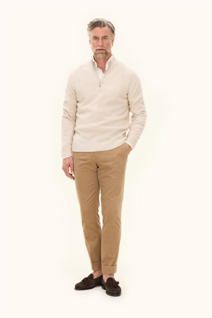 Paul Regular Fit Half Zip Beige