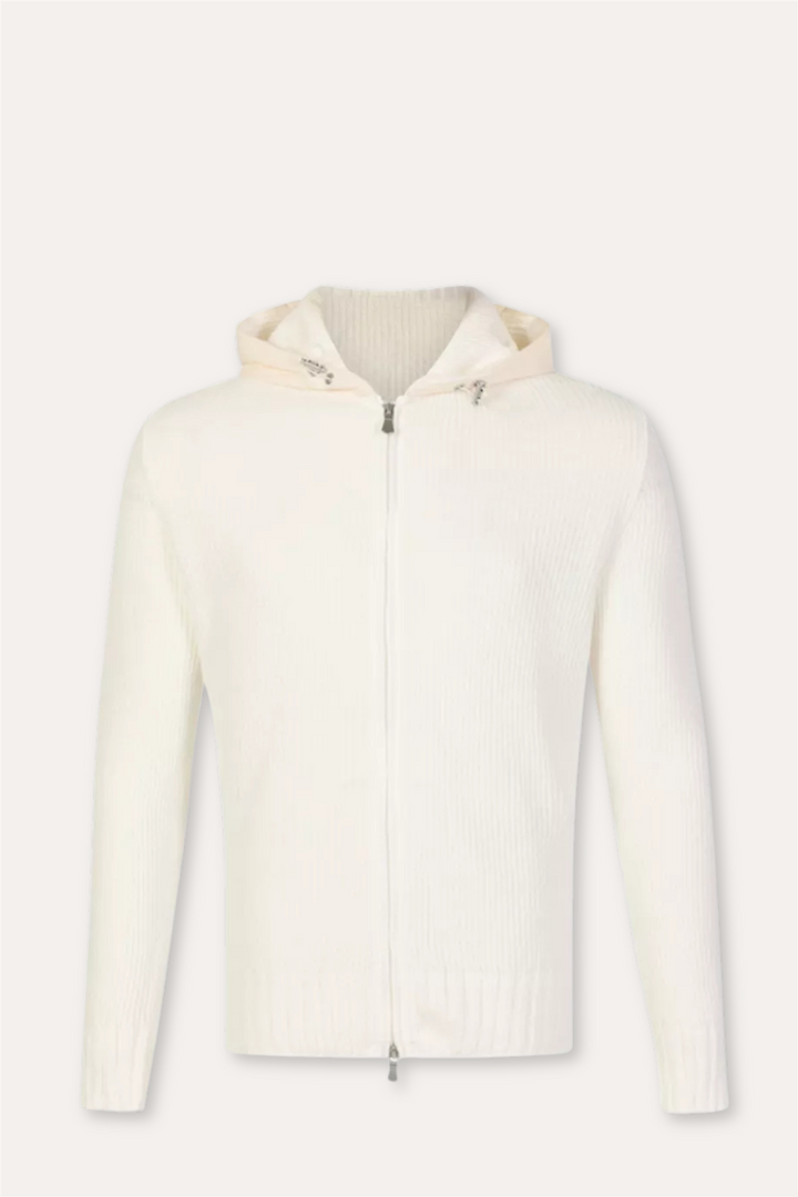 Full-Zip Cotton Hood White/Cream