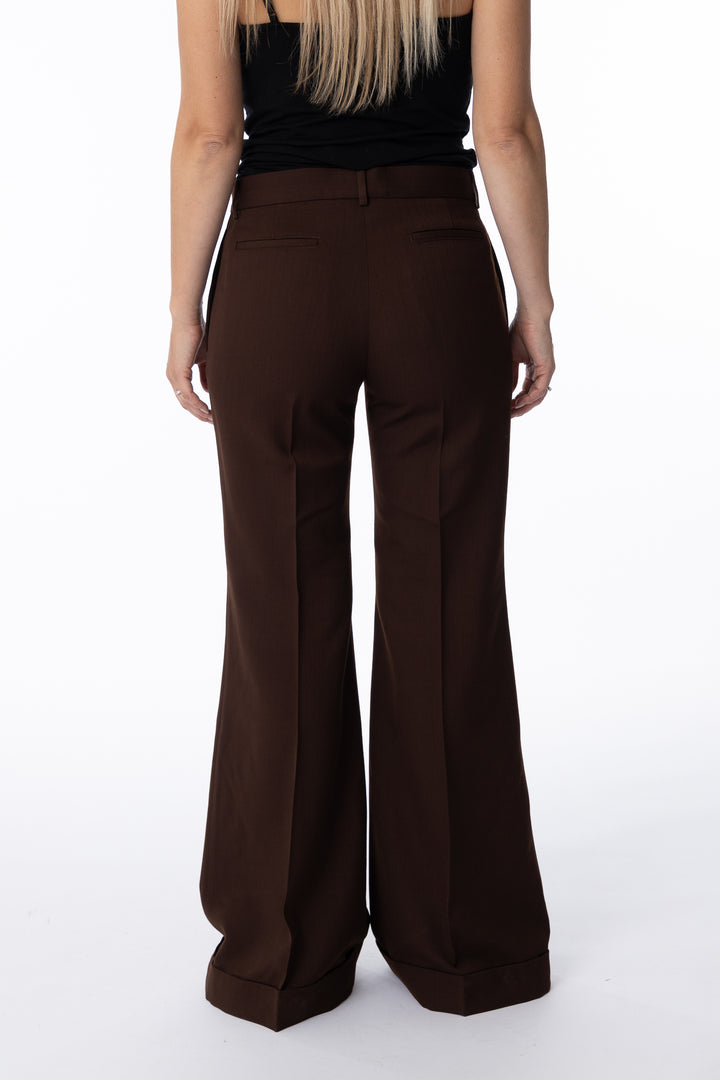 Tailored Flared Trousers- Chestnut Brown