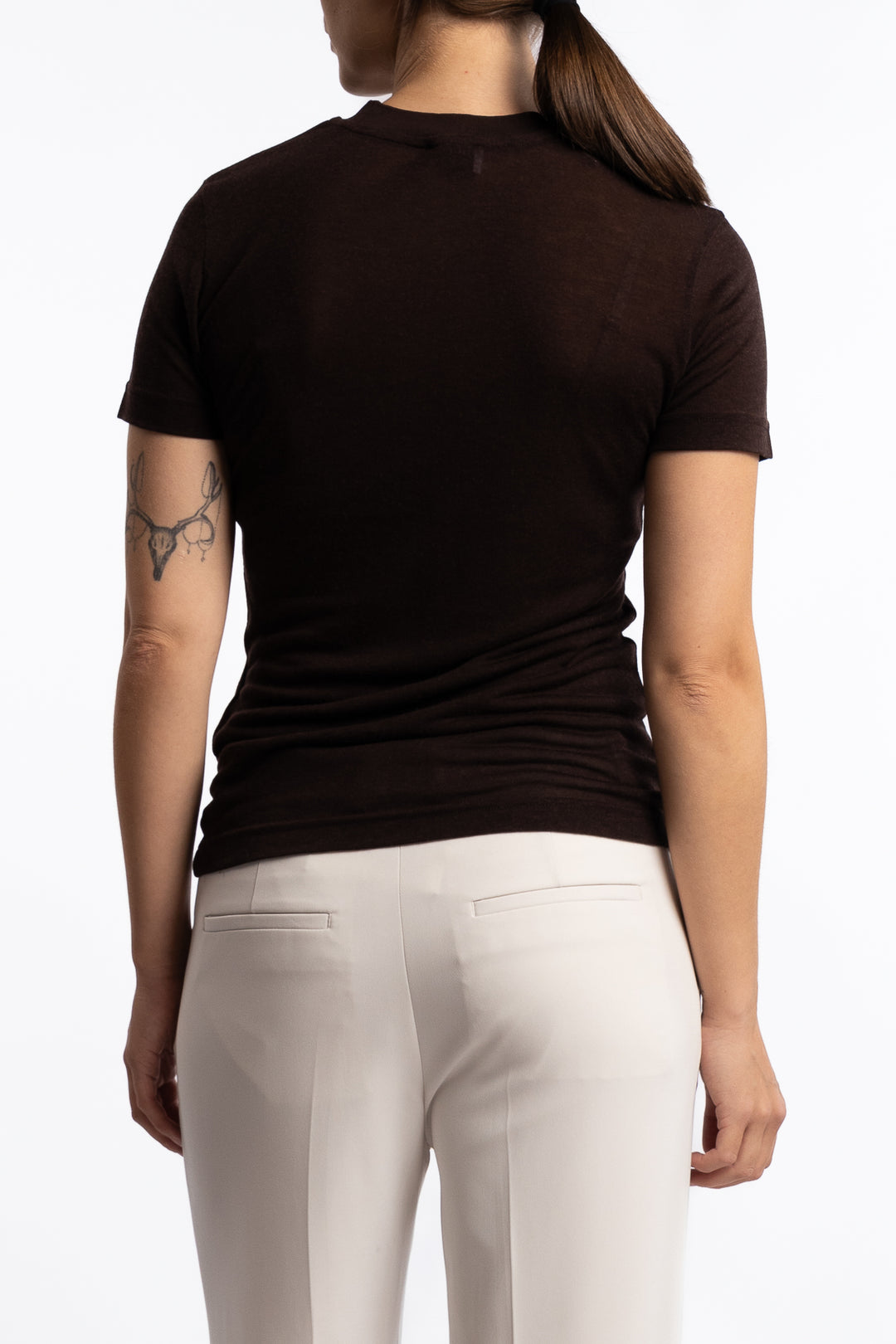 Lyocell Cashmere Tee- Brown