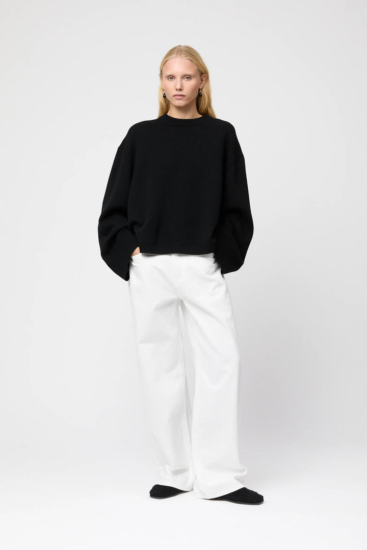 Crewneck Lounge Sweater - Jet black