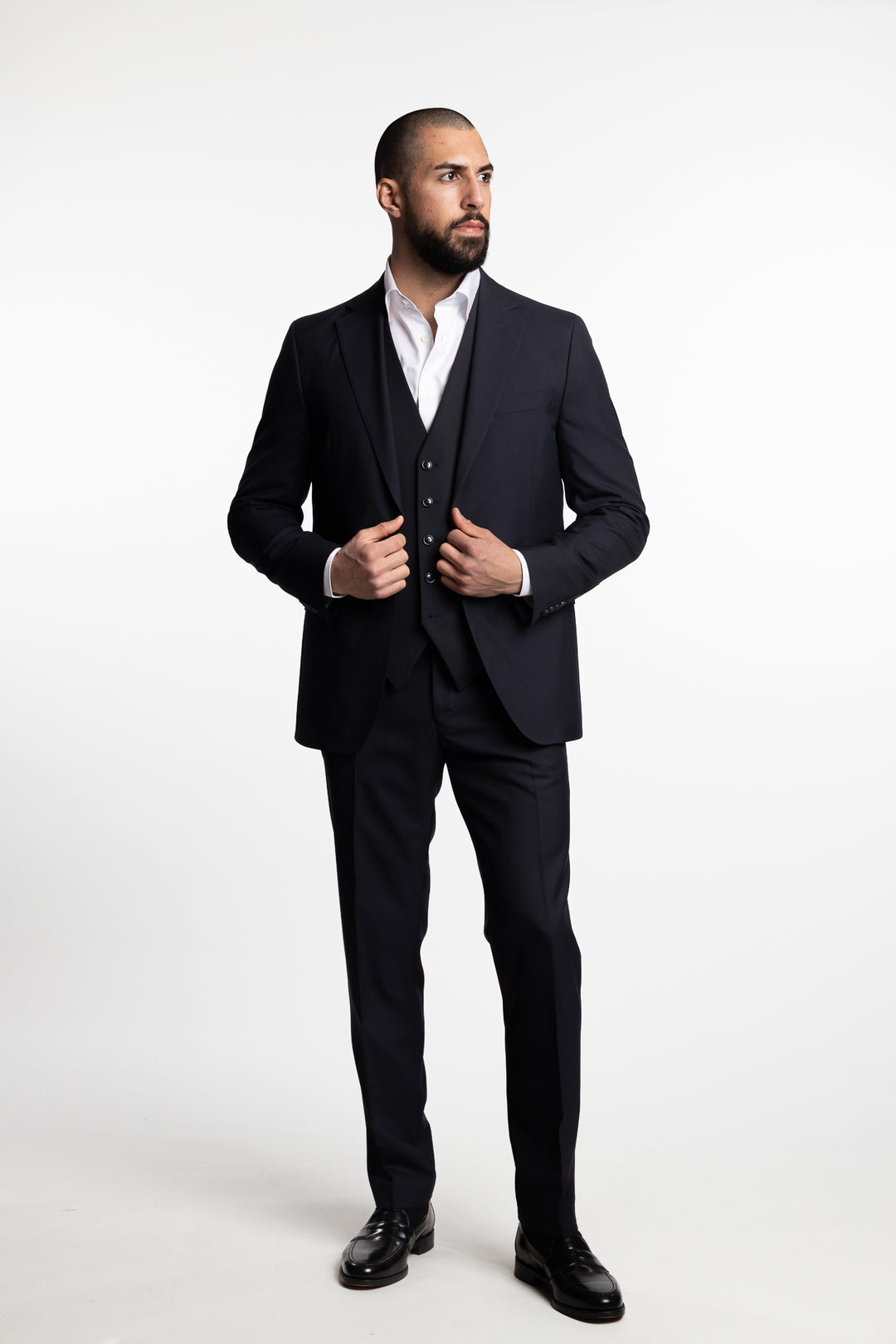 Carlo Slim Fit Wool Waistcoat Dark Navy